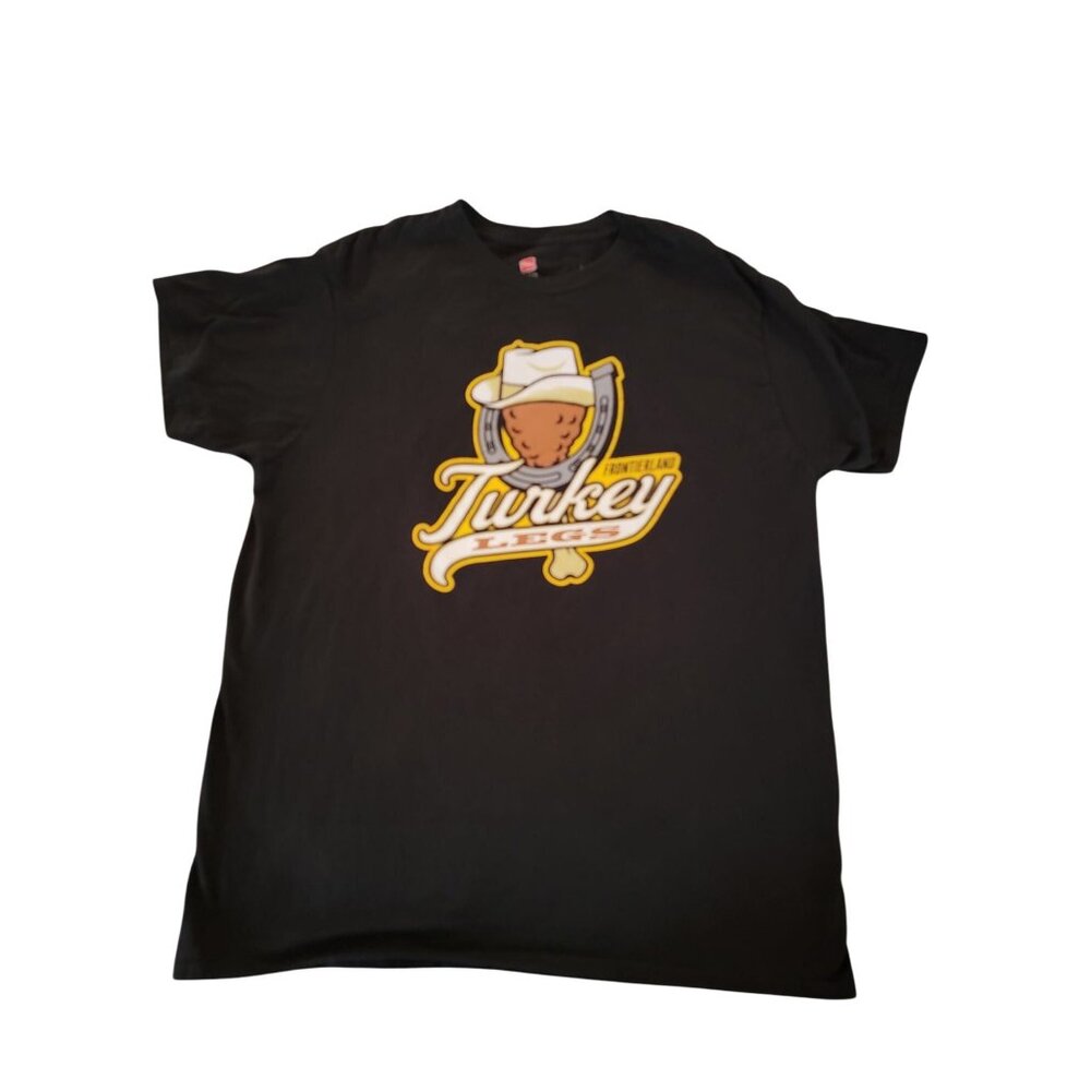 Disney Parks Black T-Shirt "Turkey Legs" Graphic Cowboy Hat Design - XL